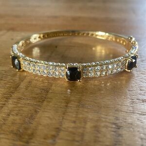 AKKAD Cubic Zirconia & Gold Tone Bangle Bracelet